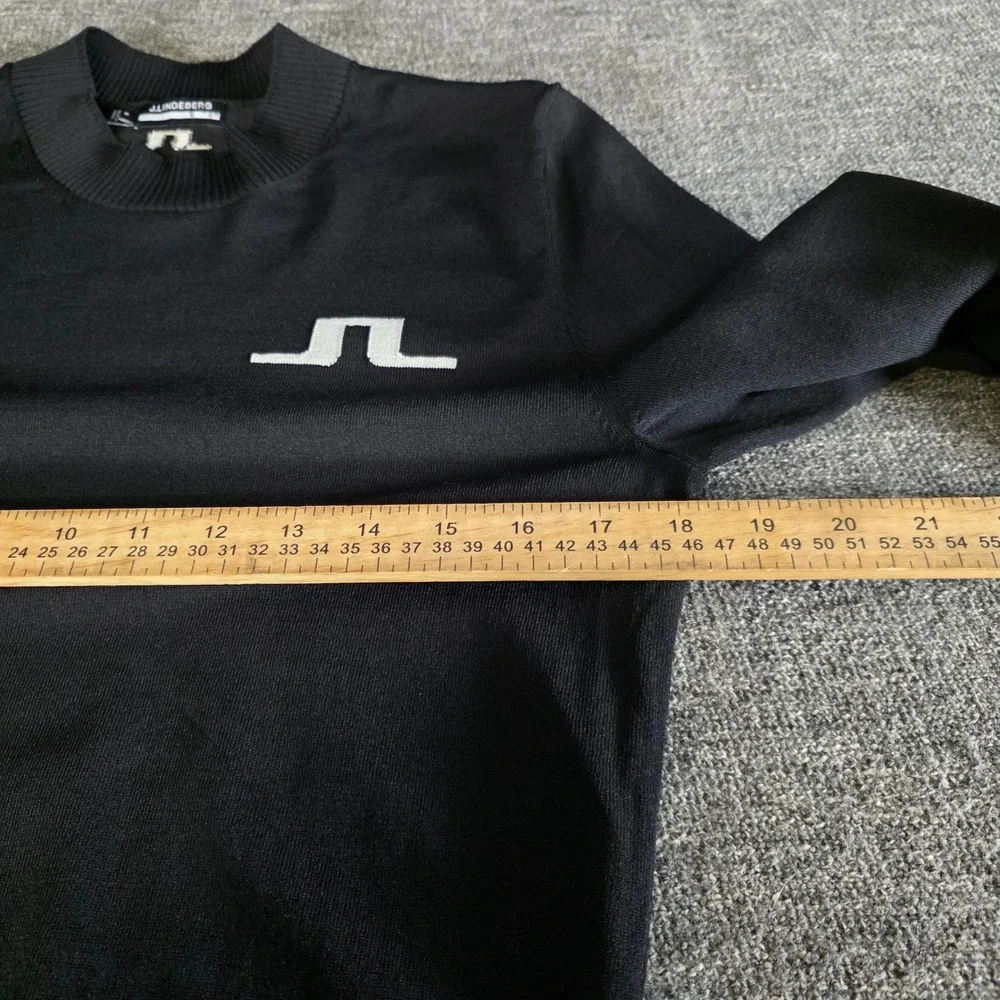 J.Lindeberg Gus Knitted Sweater Mens Small Black Bridge Logo Golf GMKW08963